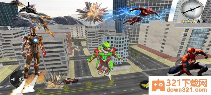 超级英雄钢铁飞城(Spider Rope Hero Iron Flying City)安卓版截图2