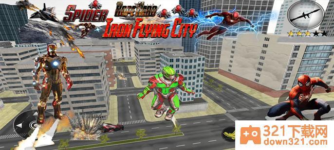 超级英雄钢铁飞城(Spider Rope Hero Iron Flying City)安卓版截图1